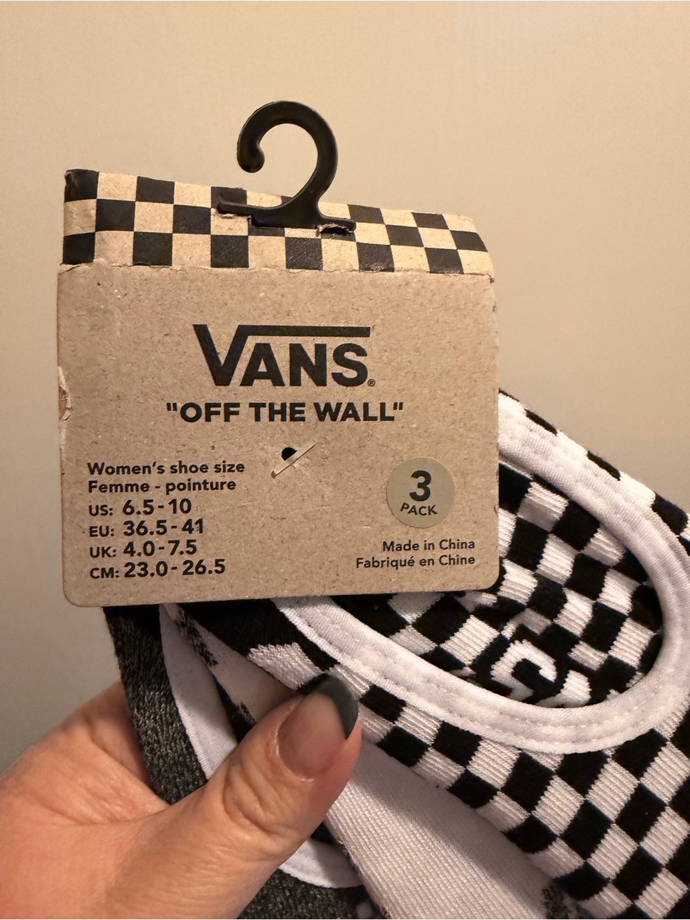 Vans Women's No-Show Sock 3-Pack — Black & White Checkerboard - Picture 3 of 5